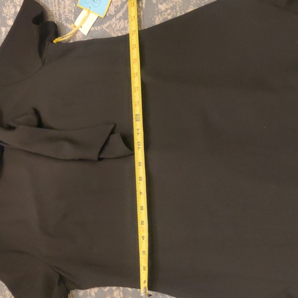 New!CeCe Bow Neck Short Sleeve A-Line Black Dress Women’s Flounce Ruffle Sz 12 - Picture 14 of 15